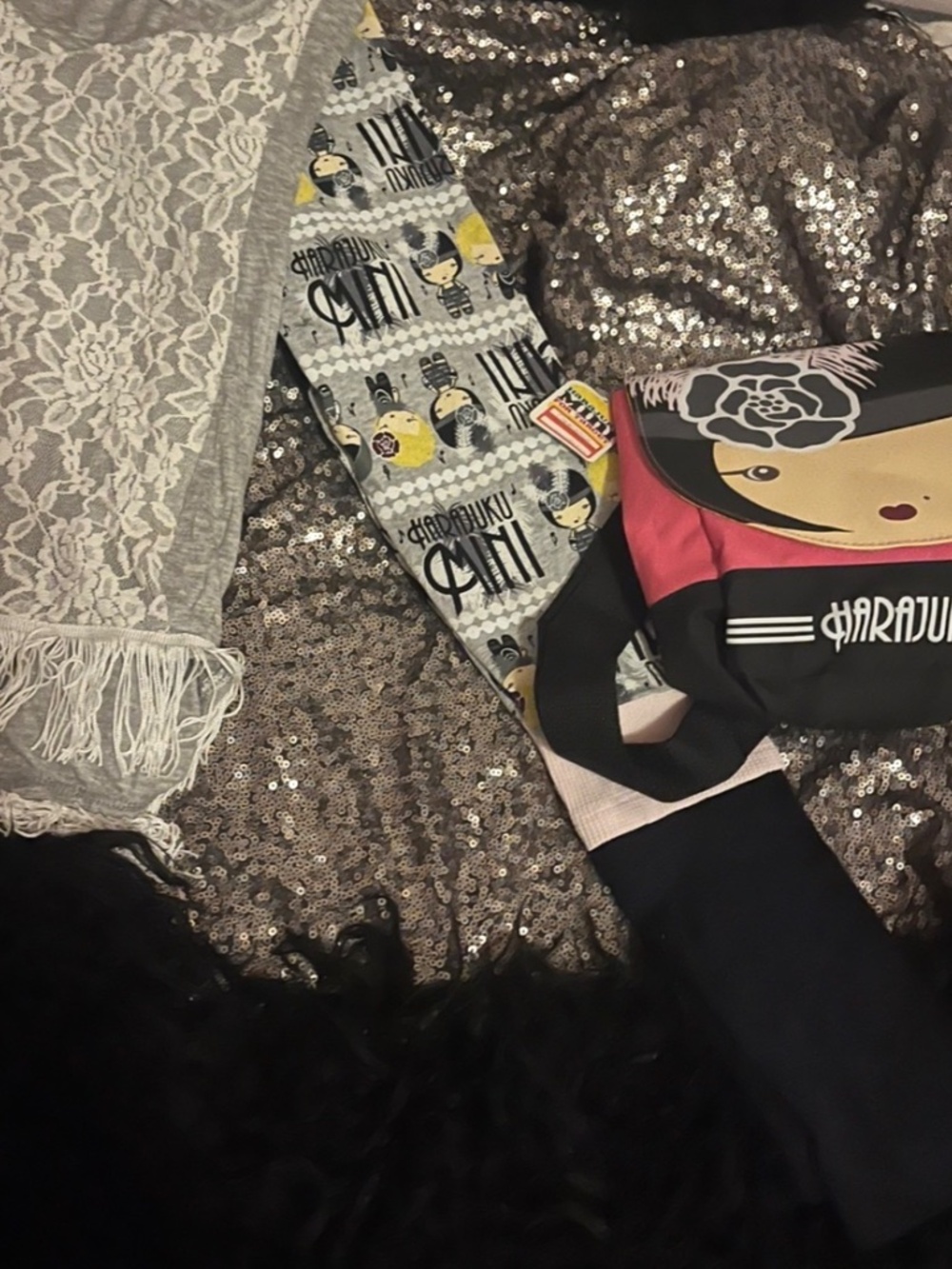Gwen Stefani x Target Harajuka Doll Face Flapper Legging & Crossbody Purse Sz 6x
